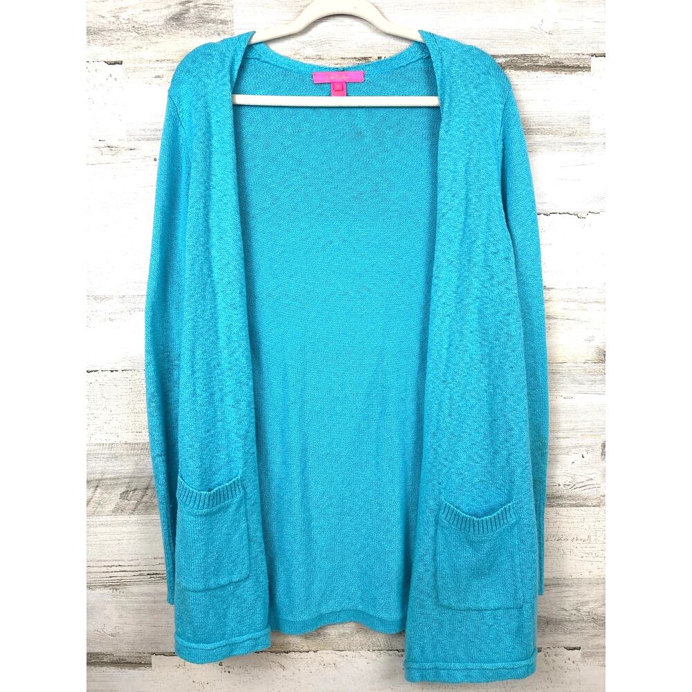 Lilly Pulitzer M Bermuda Blue Breya Knit Cardigan Coastal Resort Chic